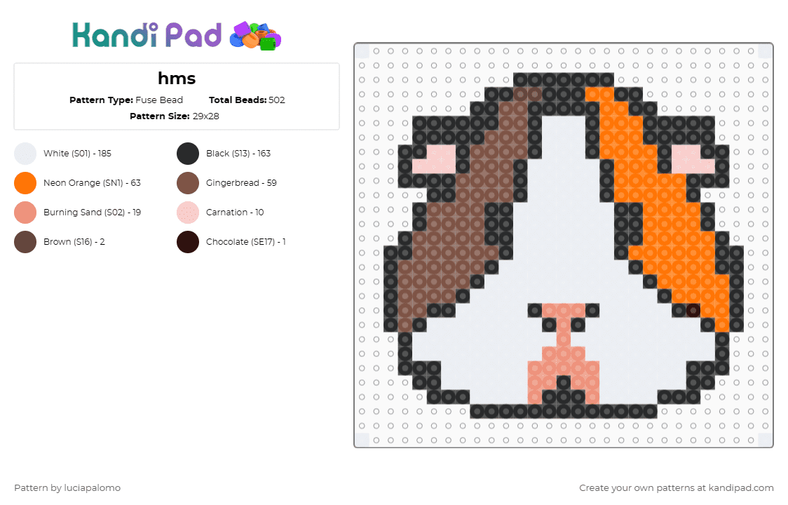 hms - Fuse Bead Pattern by luciapalomo on Kandi Pad - white,orange,tan