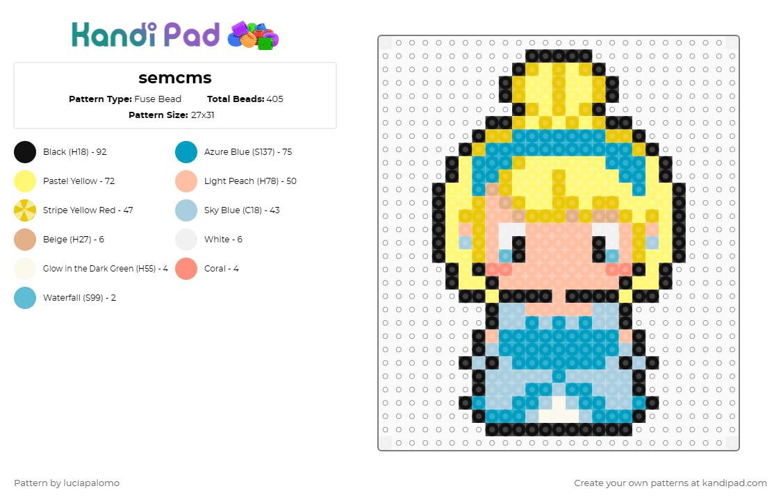 semcms - Fuse Bead Pattern by luciapalomo on Kandi Pad - light blue,yellow