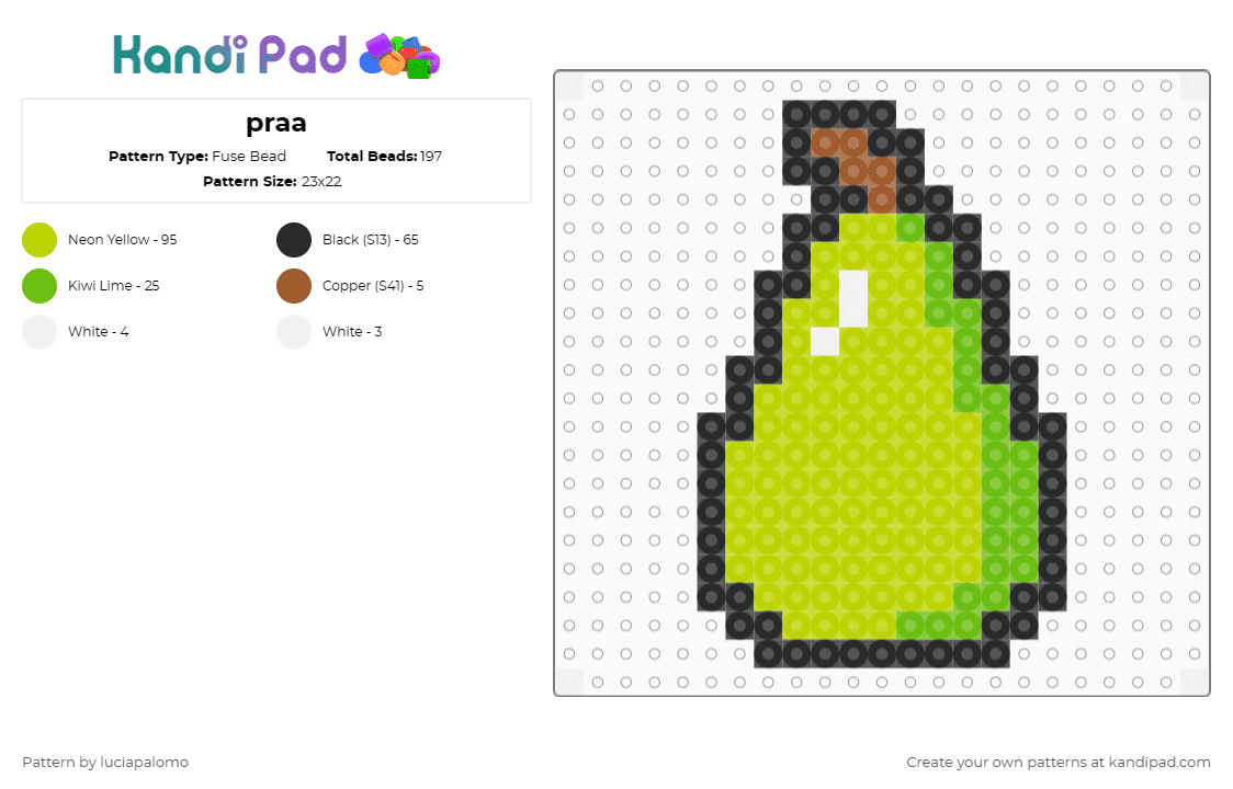 praa - Fuse Bead Pattern by luciapalomo on Kandi Pad - green
