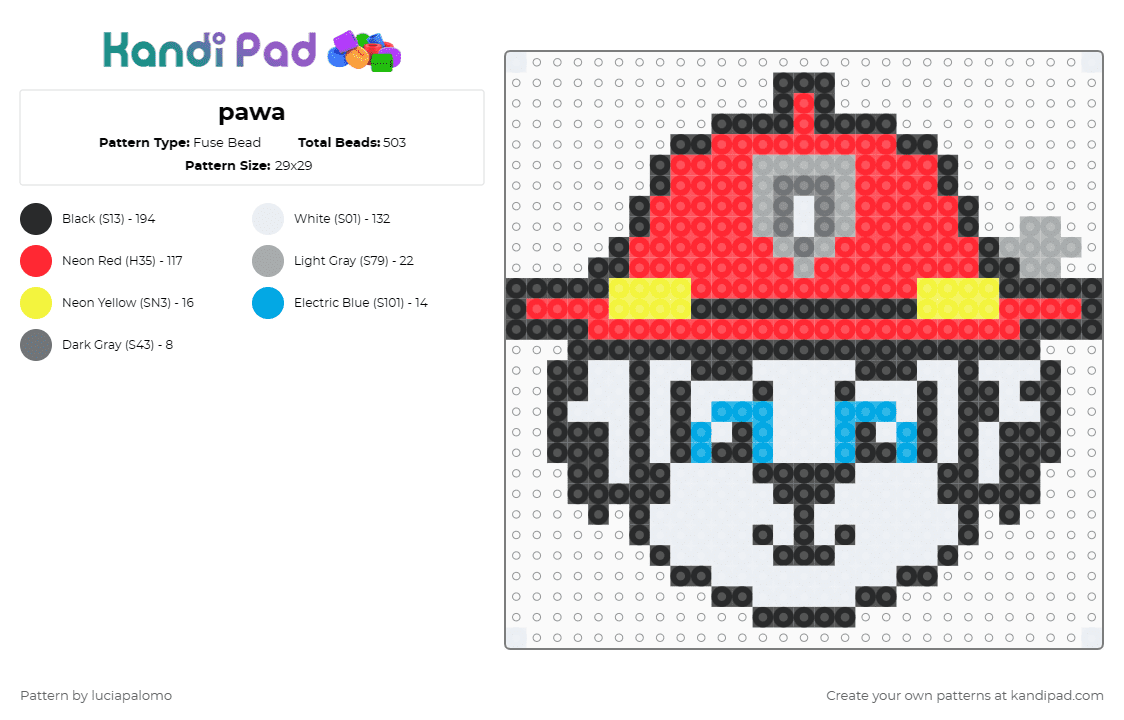 pawa - Fuse Bead Pattern by luciapalomo on Kandi Pad - marshall,paw patrol,red