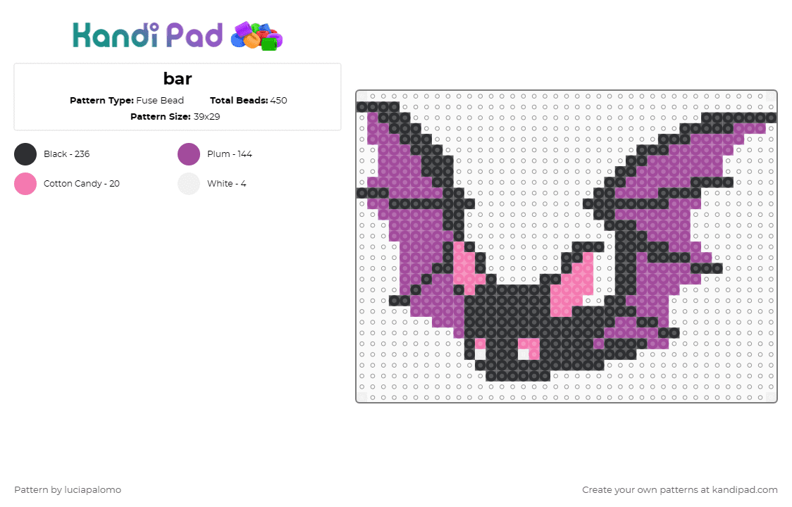 bar - Fuse Bead Pattern by luciapalomo on Kandi Pad - pink