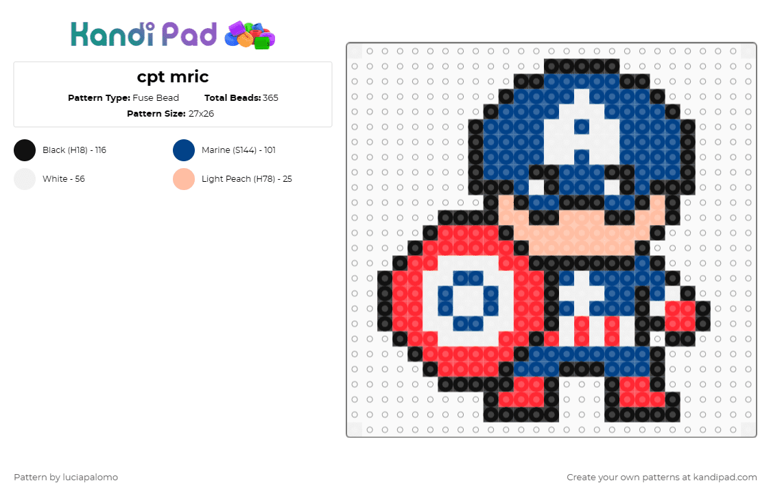 cpt mric - Fuse Bead Pattern by luciapalomo on Kandi Pad - red,blue