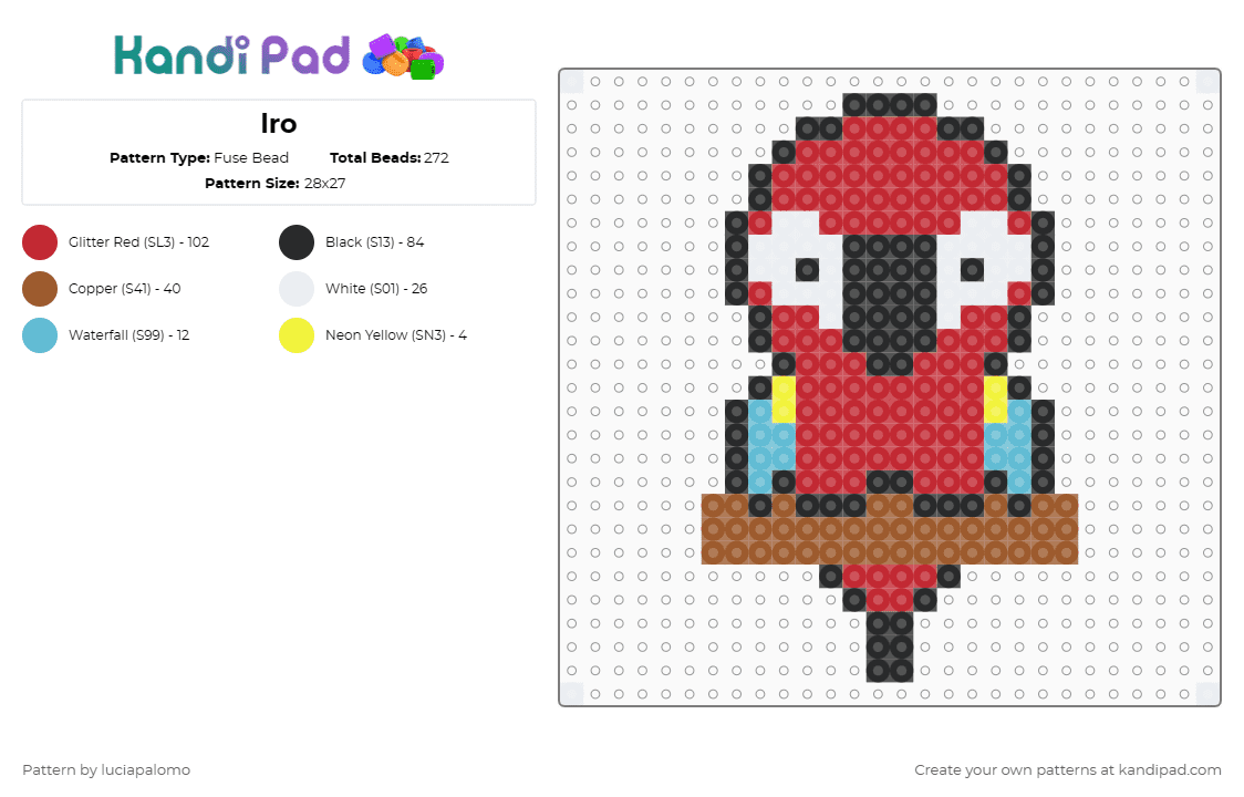 lro - Fuse Bead Pattern by luciapalomo on Kandi Pad - red,tan