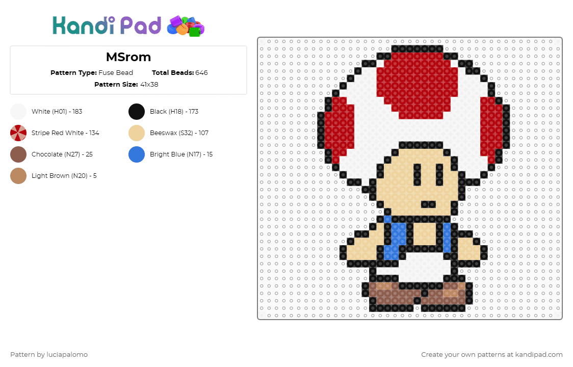 MSrom - Fuse Bead Pattern by luciapalomo on Kandi Pad - beige,red