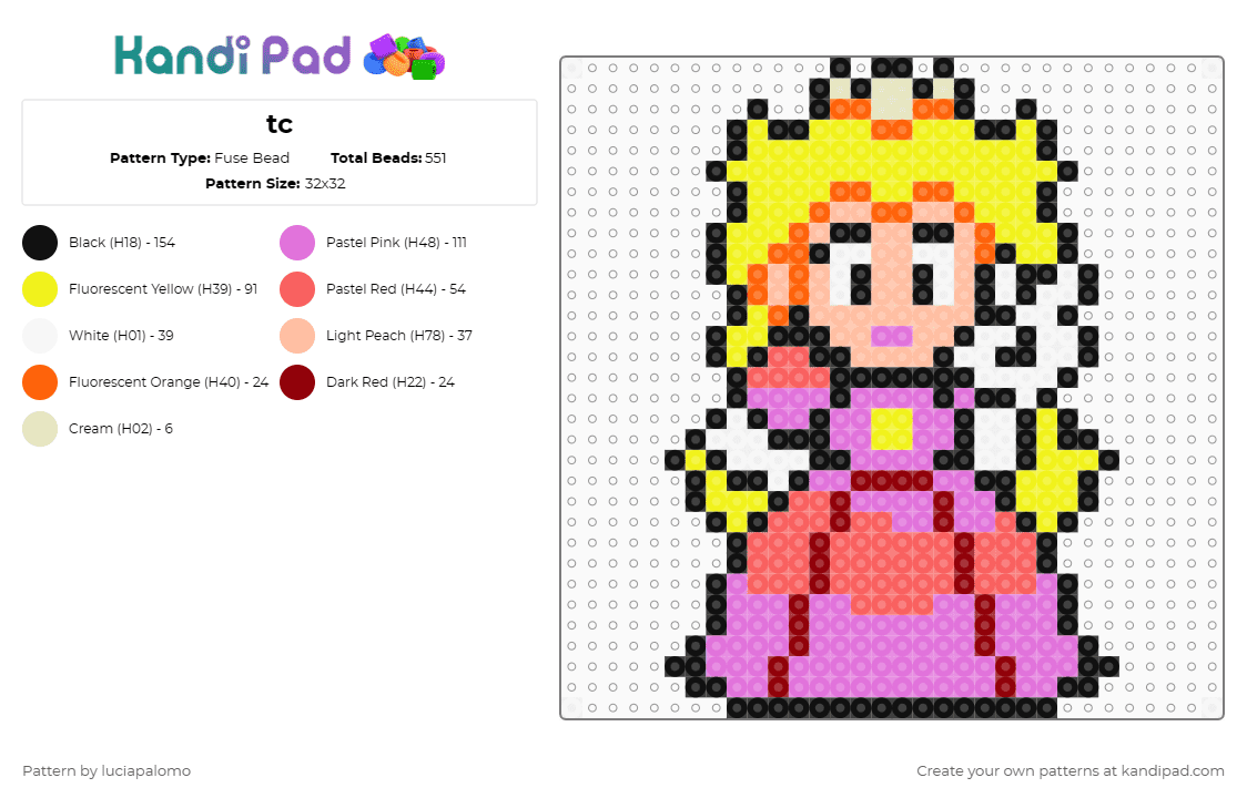tc - Fuse Bead Pattern by luciapalomo on Kandi Pad - red,pink,yellow