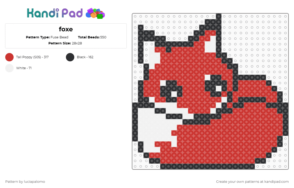 Foxe Fuse Bead Pattern - Kandi Pad | Kandi Patterns, Fuse Bead Patterns ...