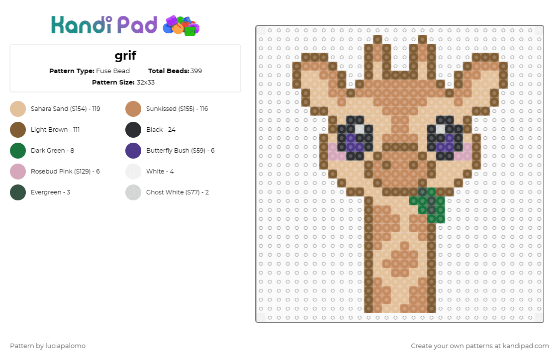 grif - Fuse Bead Pattern by luciapalomo on Kandi Pad - tan,beige