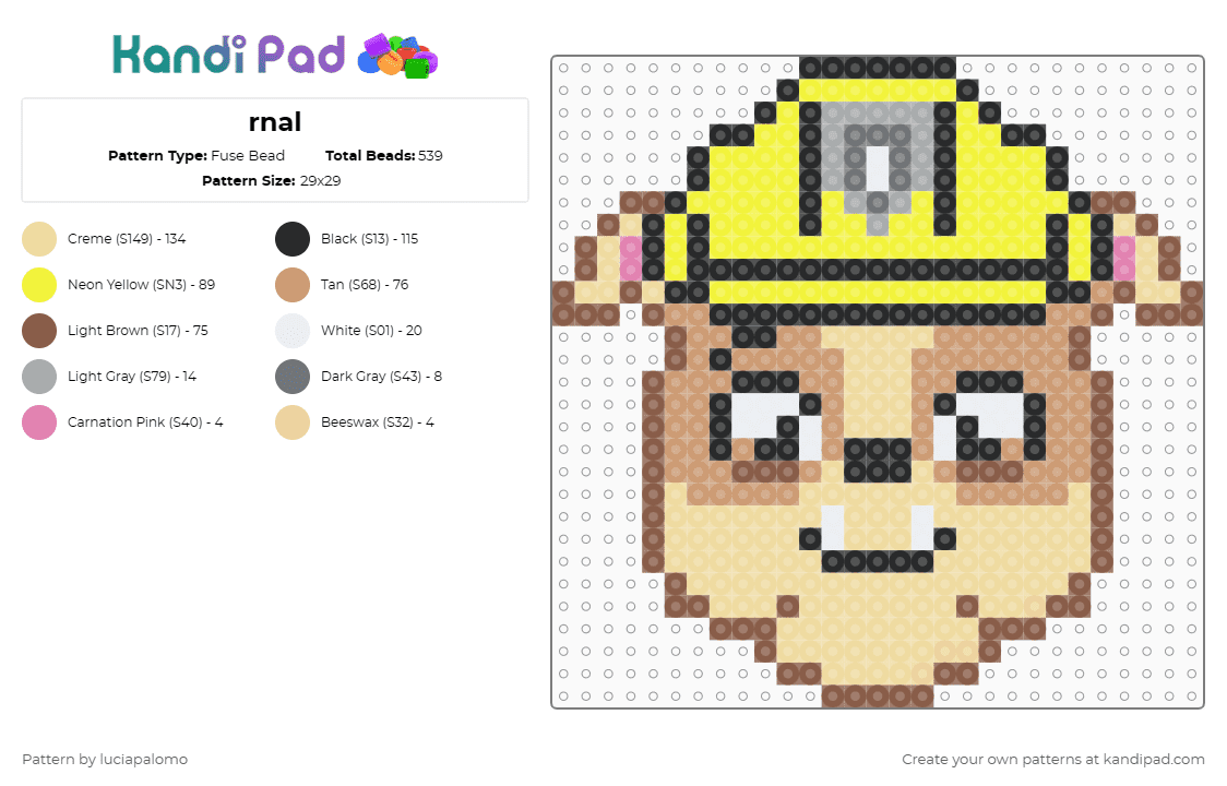 rnal - Fuse Bead Pattern by luciapalomo on Kandi Pad - rubble,paw patrol,dog,animal,yellow,tan,beige