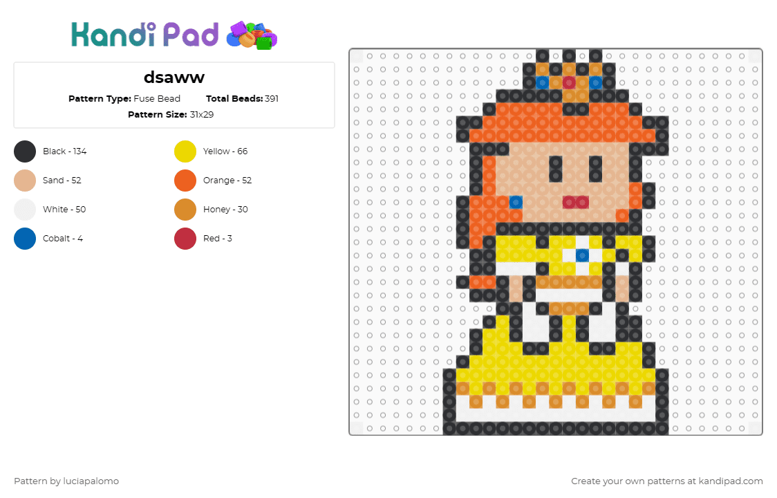 dsaww - Fuse Bead Pattern by luciapalomo on Kandi Pad - orange,yellow,beige