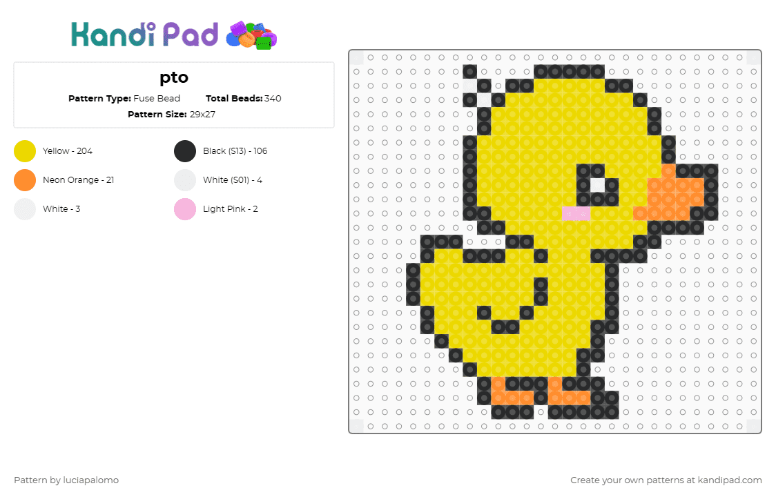 pto - Fuse Bead Pattern by luciapalomo on Kandi Pad - yellow