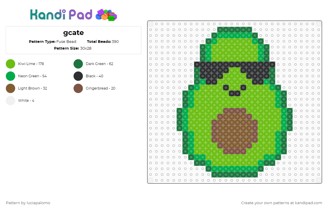 gcate - Fuse Bead Pattern by luciapalomo on Kandi Pad - green
