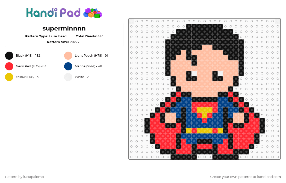 superminnnn - Fuse Bead Pattern by luciapalomo on Kandi Pad - red,beige