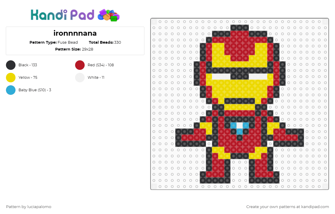 ironnnnana - Fuse Bead Pattern by luciapalomo on Kandi Pad - red,yellow