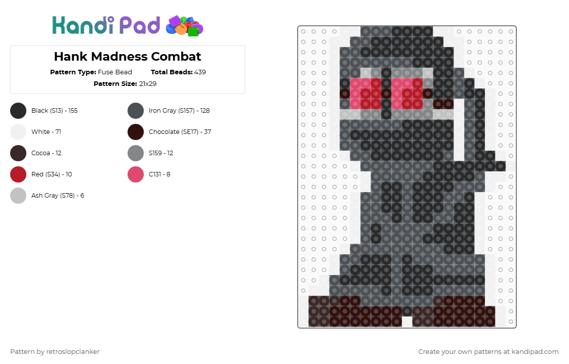 Hank Madness Combat - Fuse Bead Pattern by retroslopclanker on Kandi Pad - brown, purple