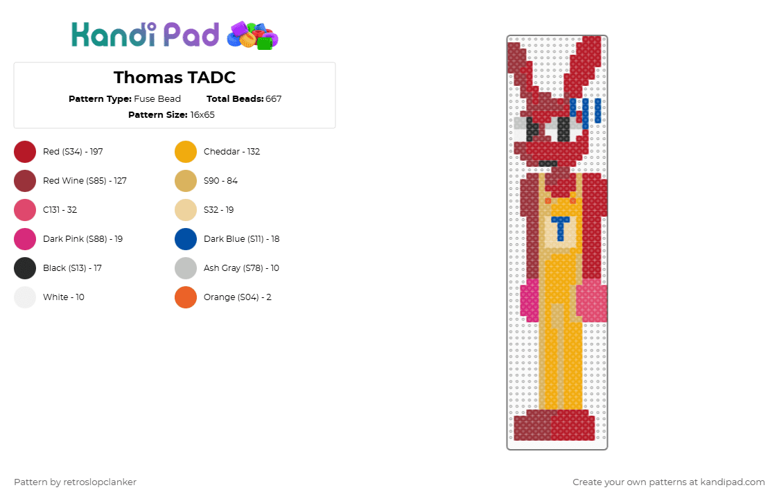 Thomas TADC - Fuse Bead Pattern by retroslopclanker on Kandi Pad - red,orange