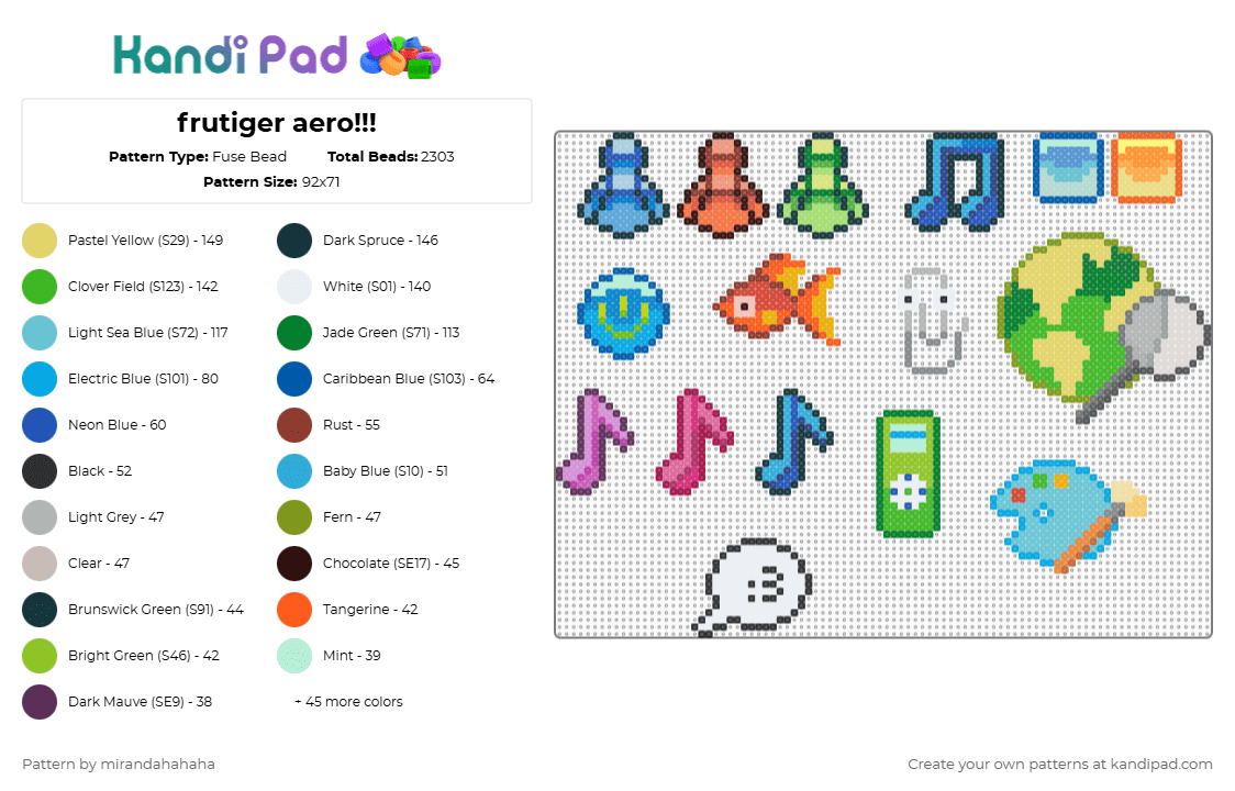 frutiger aero!!! - Fuse Bead Pattern by mirandahahaha on Kandi Pad - light blue,orange,green,pink,colorful