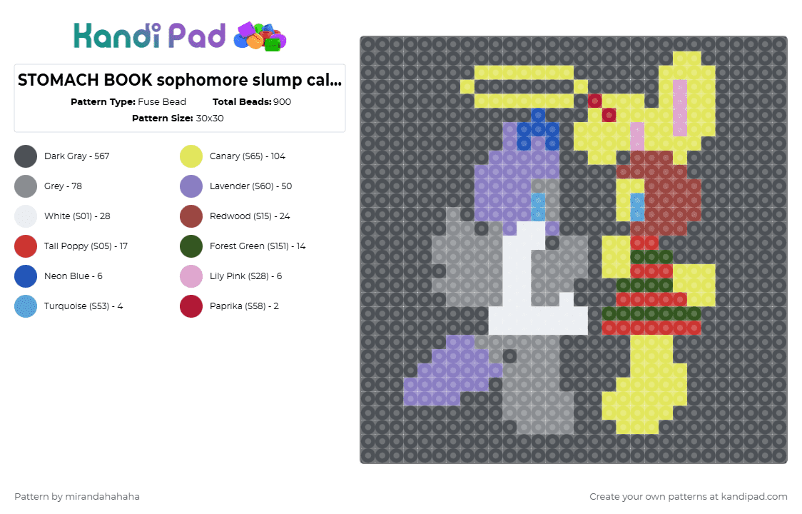 STOMACH BOOK sophomore slump callithump - Fuse Bead Pattern by mirandahahaha on Kandi Pad - gray