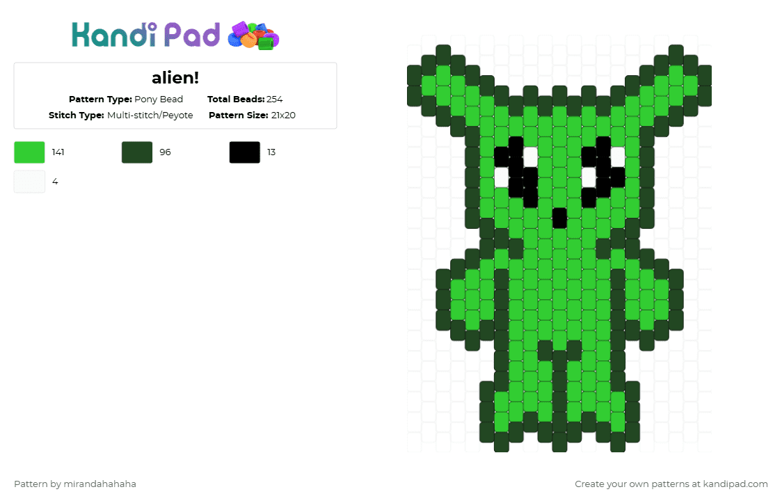Alien! Pony Bead Pattern - Kandi Pad | Kandi Patterns, Fuse Bead ...