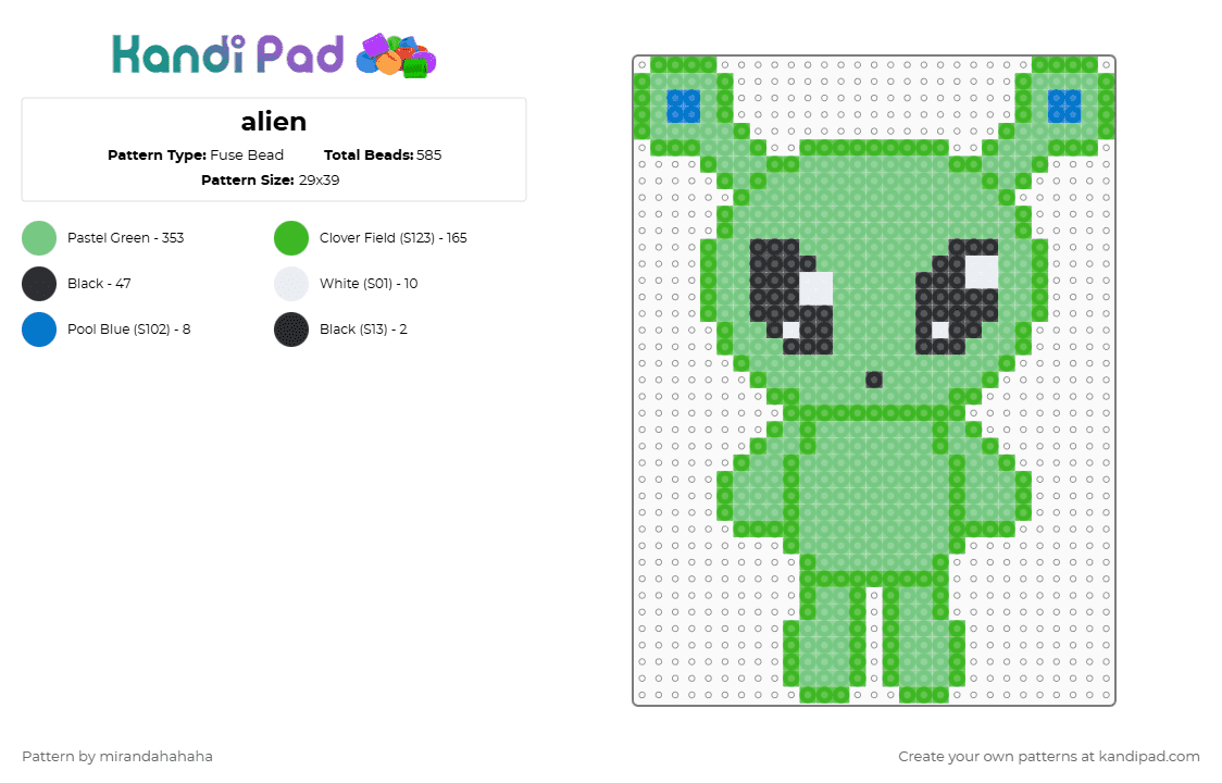 Alien Fuse Bead Pattern - Kandi Pad | Kandi Patterns, Fuse Bead ...
