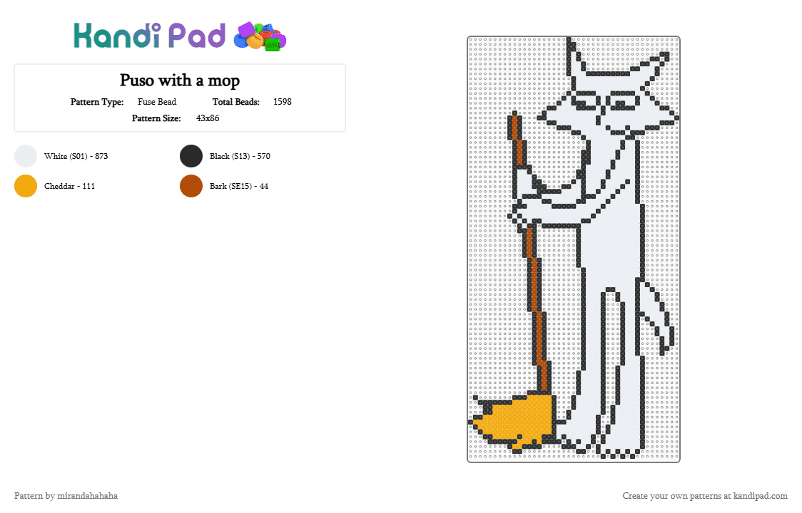 Puso with a mop - Fuse Bead Pattern by mirandahahaha on Kandi Pad - white,orange,red