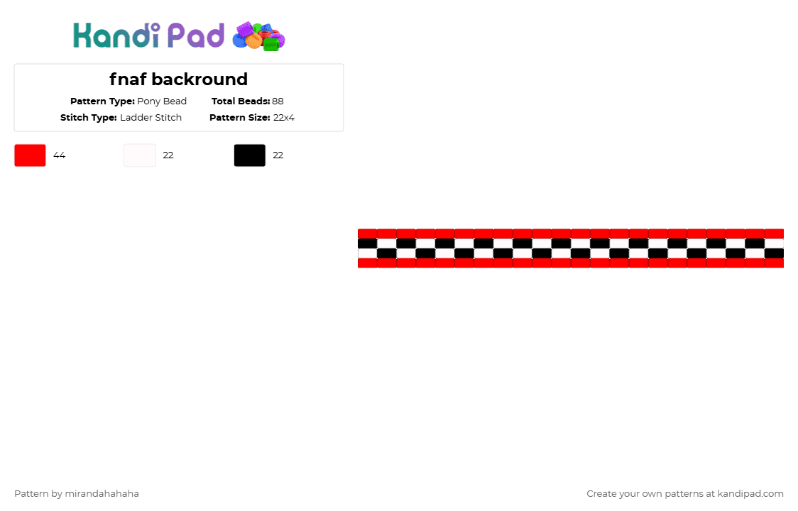 fnaf backround - Pony Bead Pattern by mirandahahaha on Kandi Pad - white,red