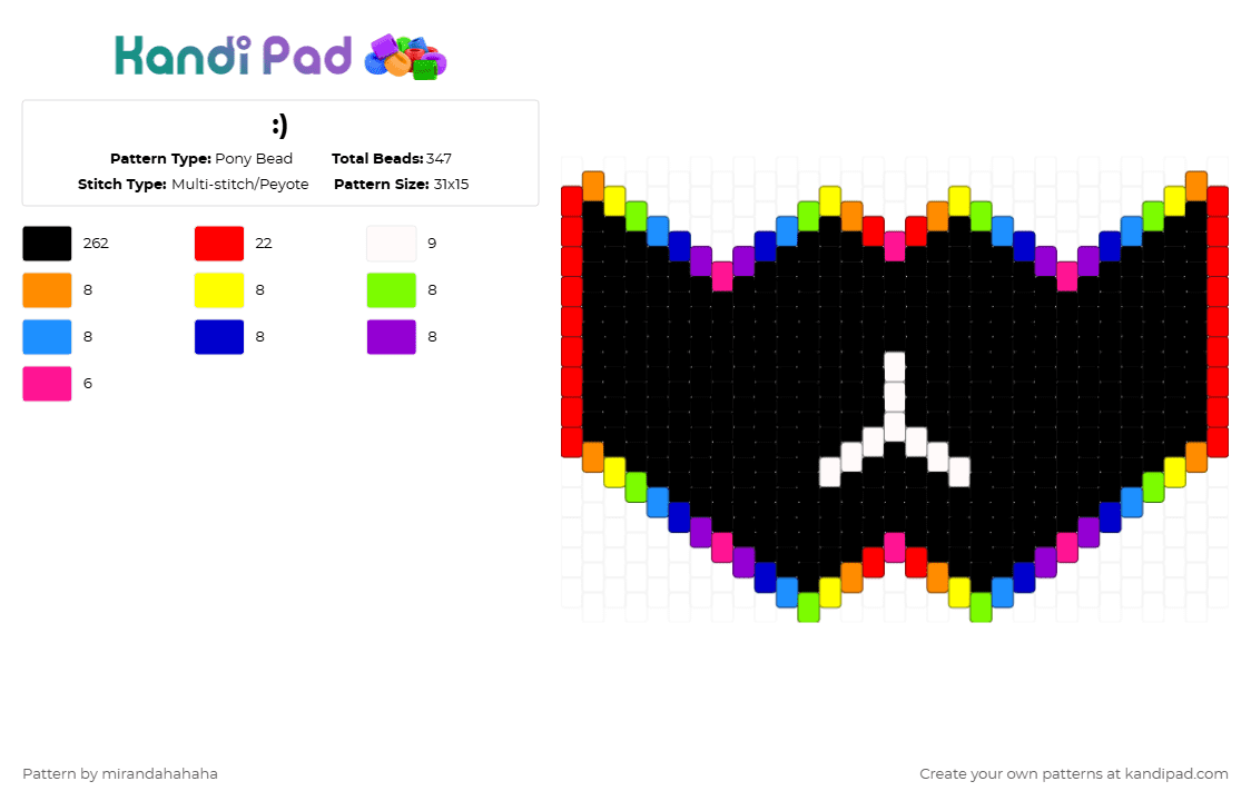 :) - Pony Bead Pattern by mirandahahaha on Kandi Pad - black,red,purple