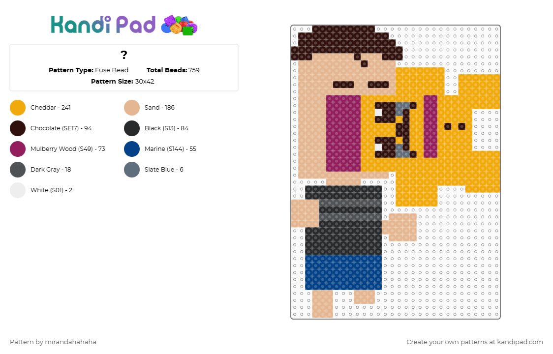 ? - Fuse Bead Pattern by mirandahahaha on Kandi Pad - beige,orange