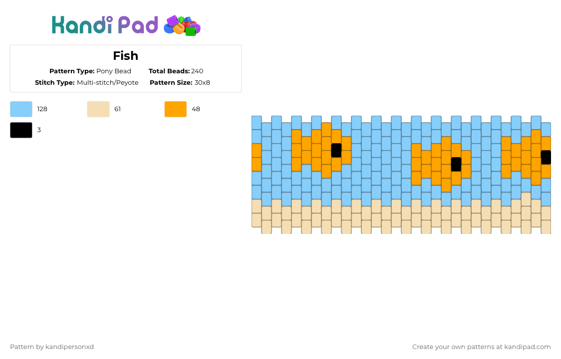 Fish - Pony Bead Pattern by kandipersonxd on Kandi Pad - light blue