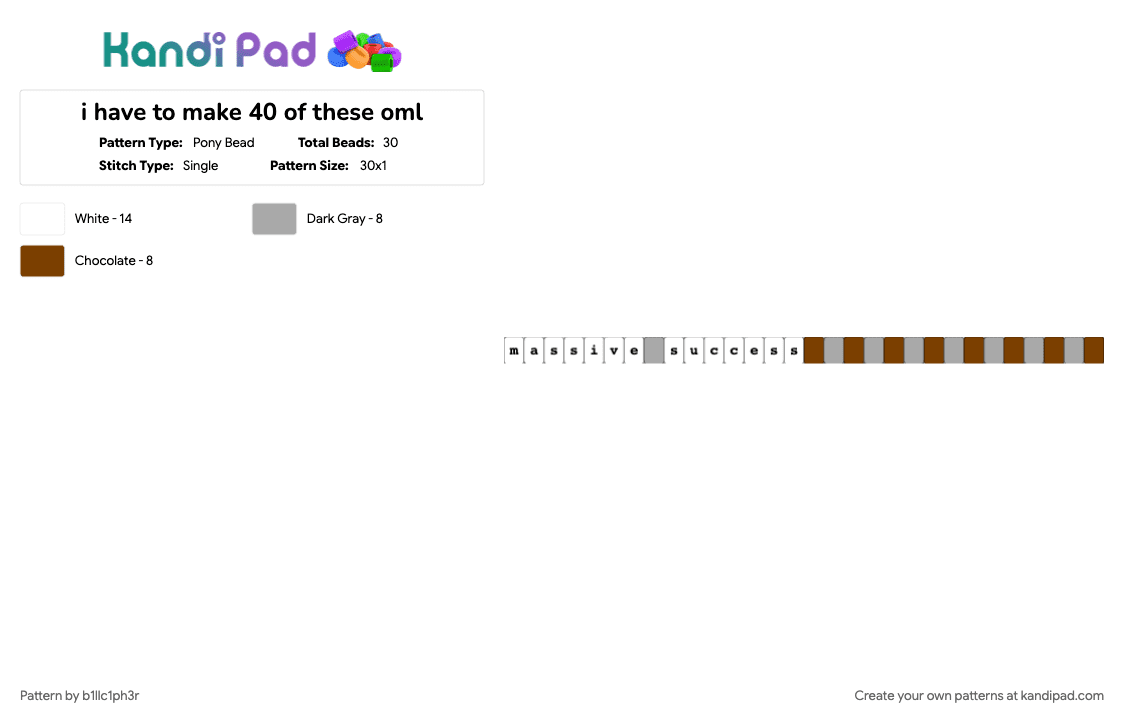 i have to make 40 of these oml - Pony Bead Pattern by b1llc1ph3r on Kandi Pad - beige, brown