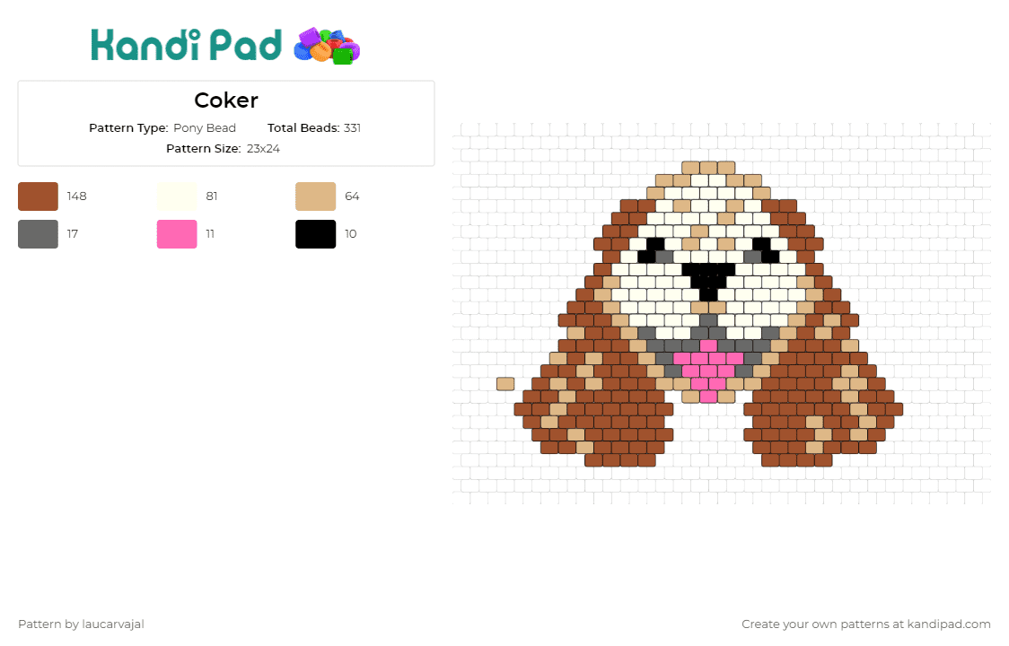 Coker - Pony Bead Pattern by laucarvajal on Kandi Pad - cocker spaniel,dog,animal,pet,cute,happy,smile,brown,tan