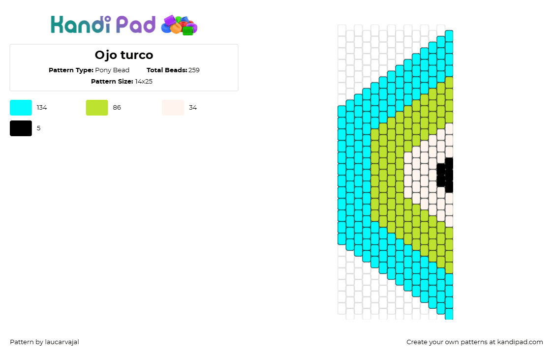 Ojo turco - Pony Bead Pattern by laucarvajal on Kandi Pad - eye,evil,teal,green