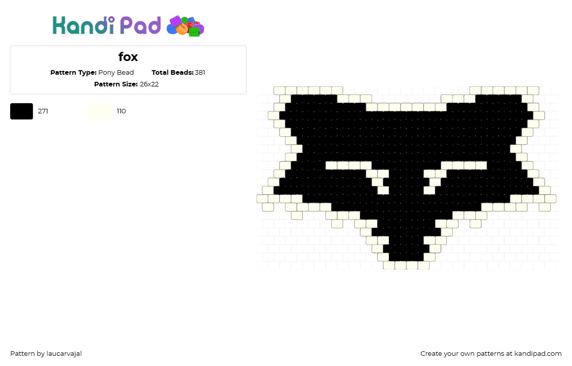 fox - Pony Bead Pattern by laucarvajal on Kandi Pad - fox,racing,logo,motorcycle,silhouette,black