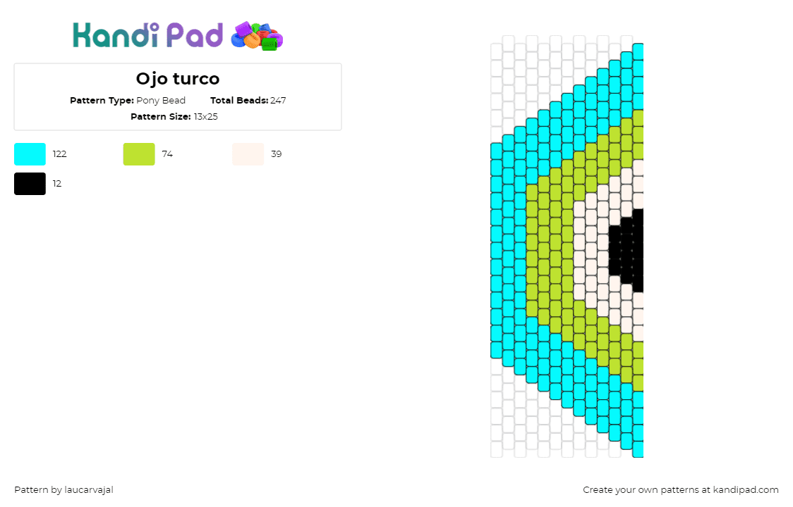 Ojo turco - Pony Bead Pattern by laucarvajal on Kandi Pad - eye,evil,teal,green