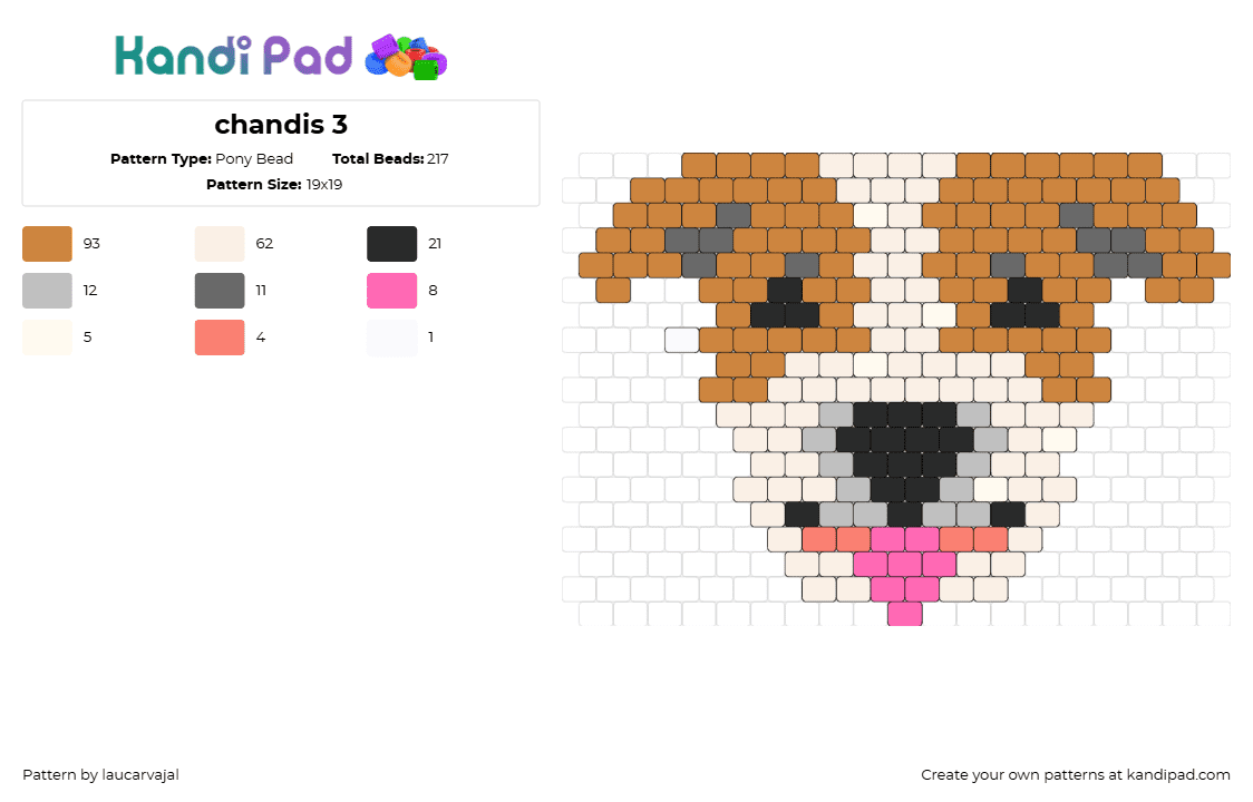 chandis 3 - Pony Bead Pattern by laucarvajal on Kandi Pad - dog,pet,animal,tongue,cute,brown,tan