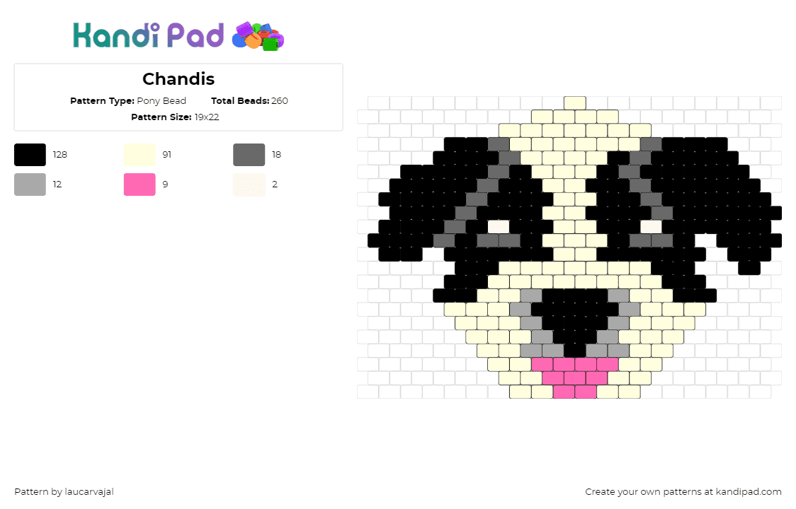 Chandis - Pony Bead Pattern by laucarvajal on Kandi Pad - dog,pet,animal,cute,head,tongue,black,beige