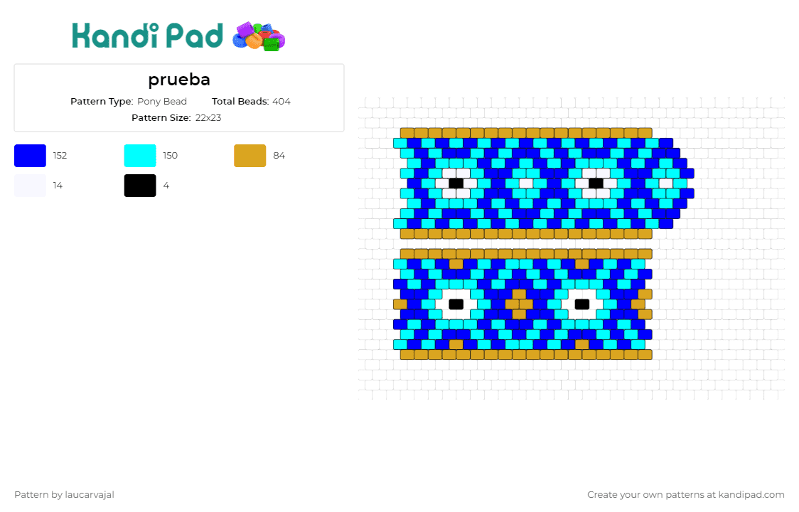 prueba - Pony Bead Pattern by laucarvajal on Kandi Pad - geometric,cuff,symmetry,elegant,intricate,blue,white,gold,pattern,bracelet