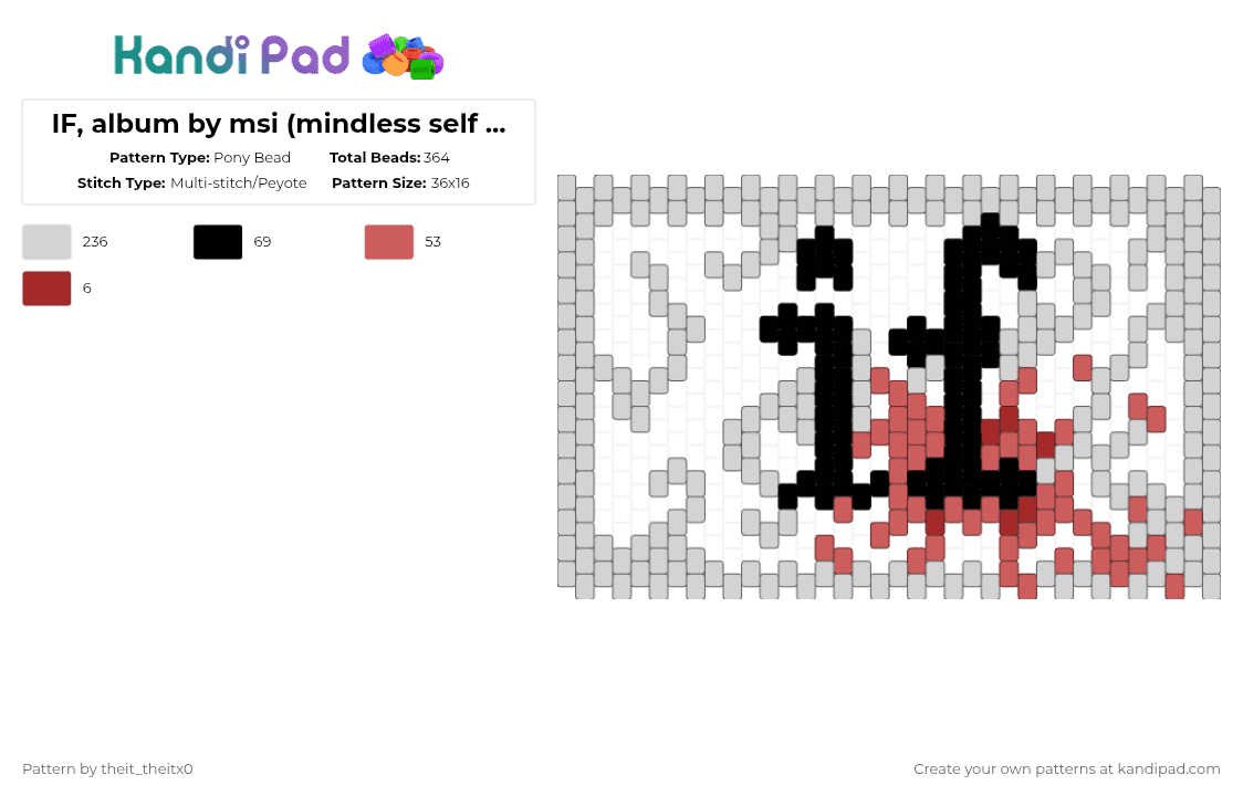 IF, album by msi (mindless self indulgence) - Pony Bead Pattern by theit_theitx0 on Kandi Pad - white