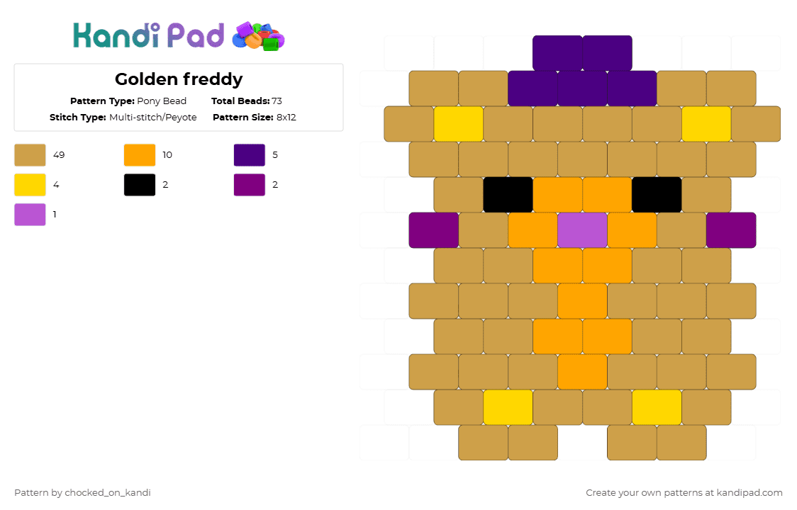 Golden freddy - Pony Bead Pattern by chocked_on_kandi on Kandi Pad - orange