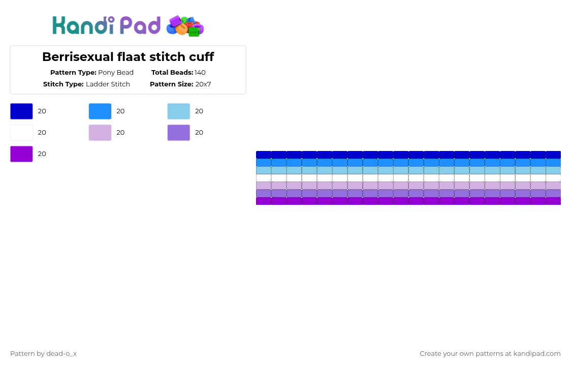Berrisexual flat stitch cuff - Pony Bead Pattern by dead-o_x on Kandi Pad - purple,light blue