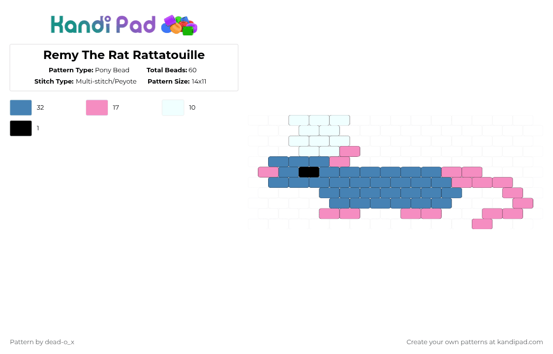 Remy The Rat Rattatouille - Pony Bead Pattern by dead-o_x on Kandi Pad - pink,blue