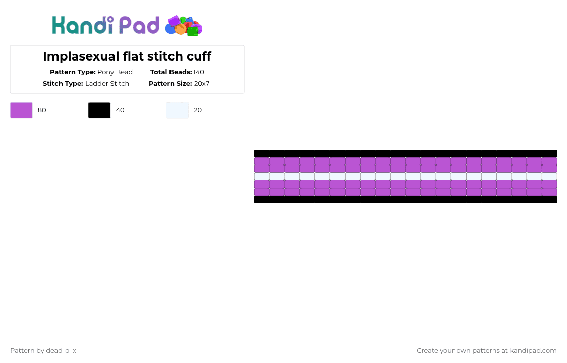 Implasexual flat stitch cuff - Pony Bead Pattern by dead-o_x on Kandi Pad - pink