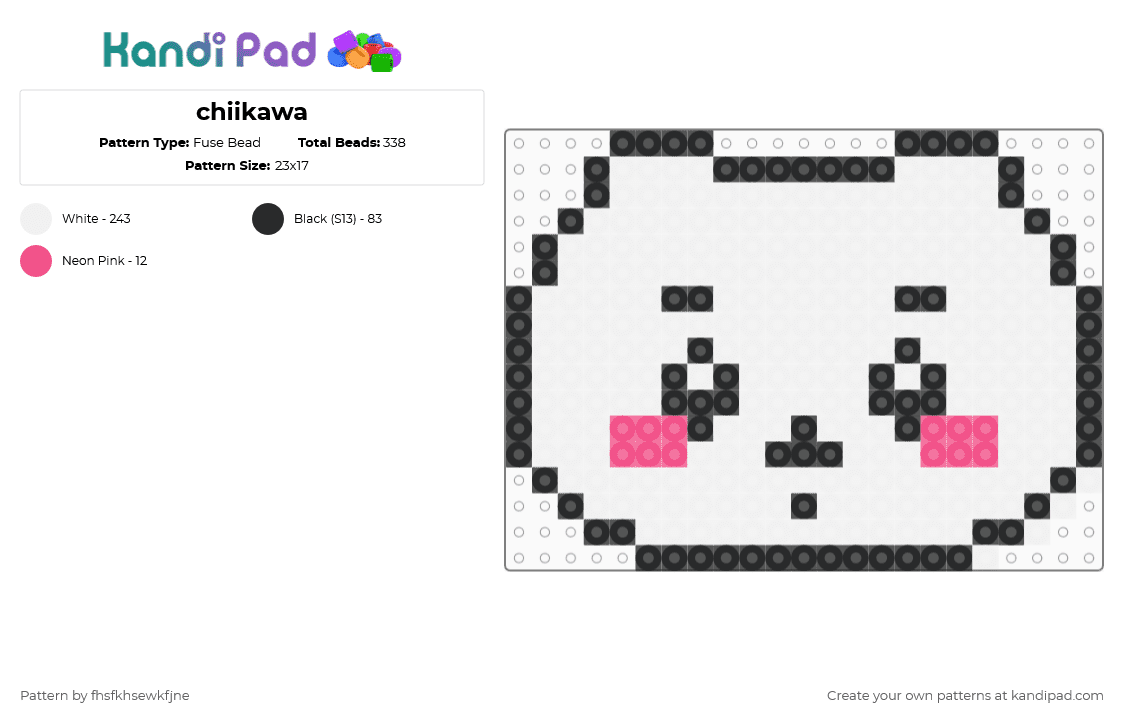 chiikawa - Fuse Bead Pattern by fhsfkhsewkfjne on Kandi Pad - white