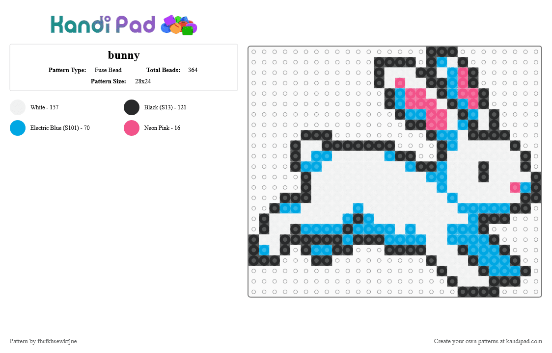 bunny - Fuse Bead Pattern by fhsfkhsewkfjne on Kandi Pad - white,light blue