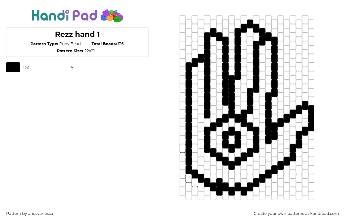 Rezz hand 1 - Pony Bead Pattern by ariesvanessa on Kandi Pad - rezz,hand,eye,psychic,music,edm,dj,symbol