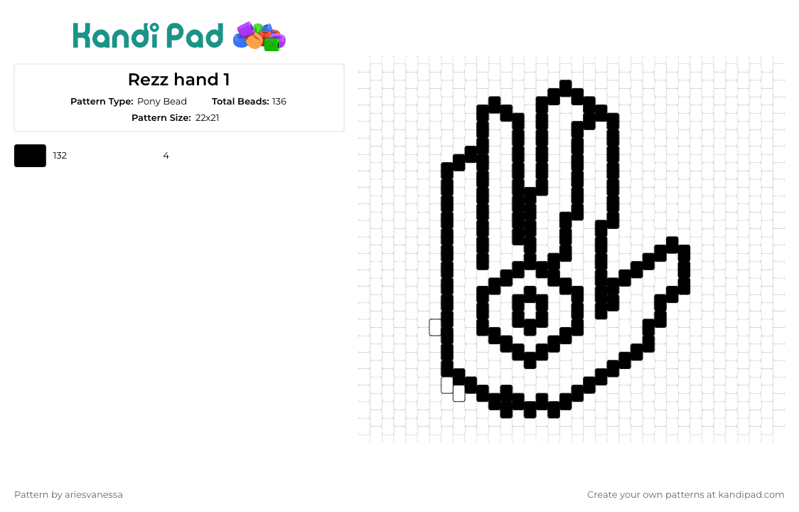 Rezz hand 1 - Pony Bead Pattern by ariesvanessa on Kandi Pad - rezz,hand,eye,psychic,music,edm,dj,symbol,tribute