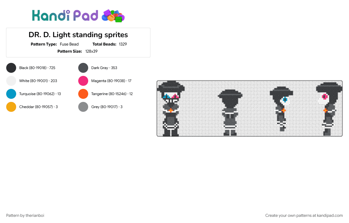 DR. D. Light standing sprites - Fuse Bead Pattern by therianboi on Kandi Pad - 