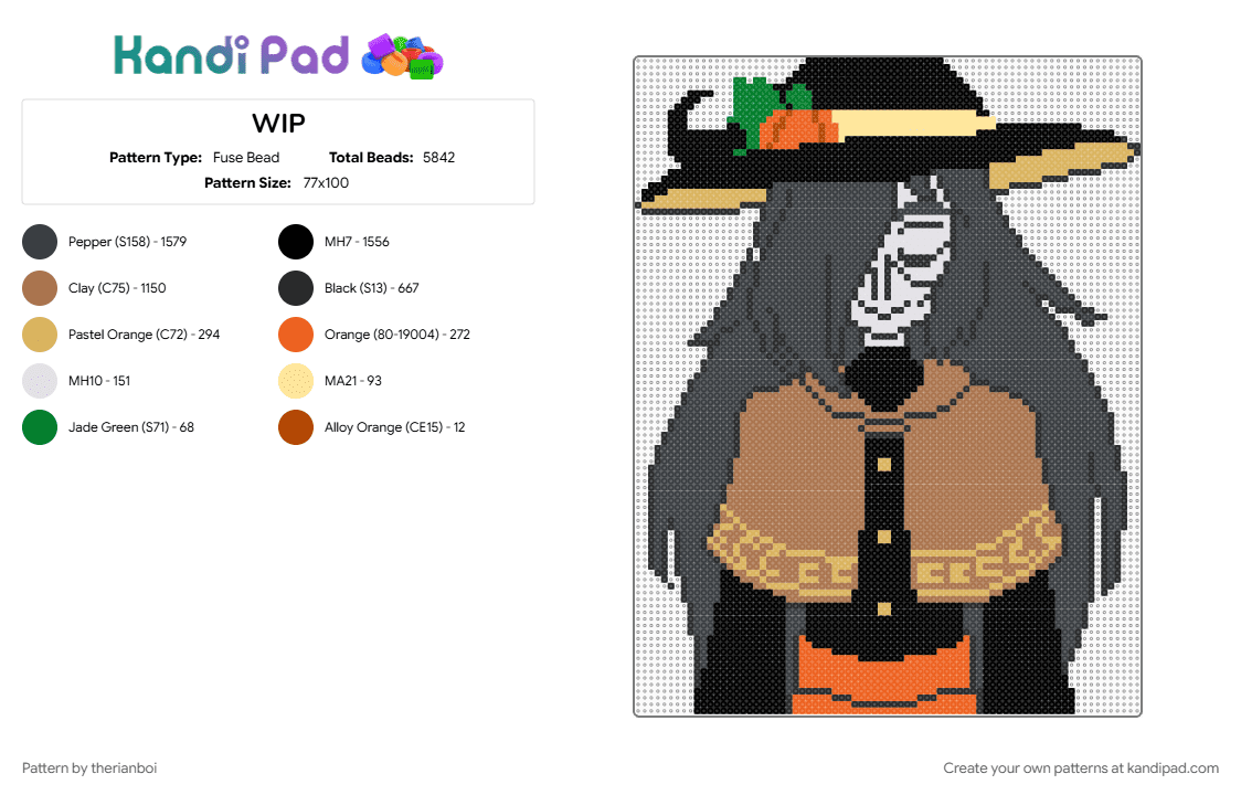 WIP - Fuse Bead Pattern by therianboi on Kandi Pad - 