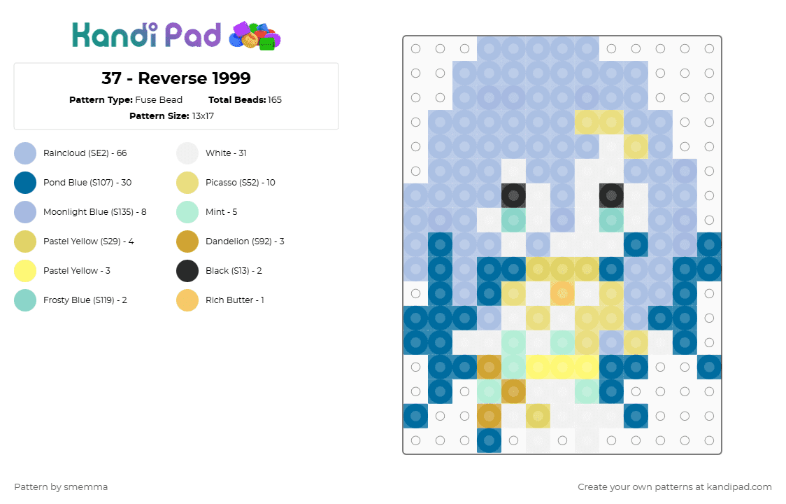 37 - Reverse 1999 - Fuse Bead Pattern by smemma on Kandi Pad - light blue