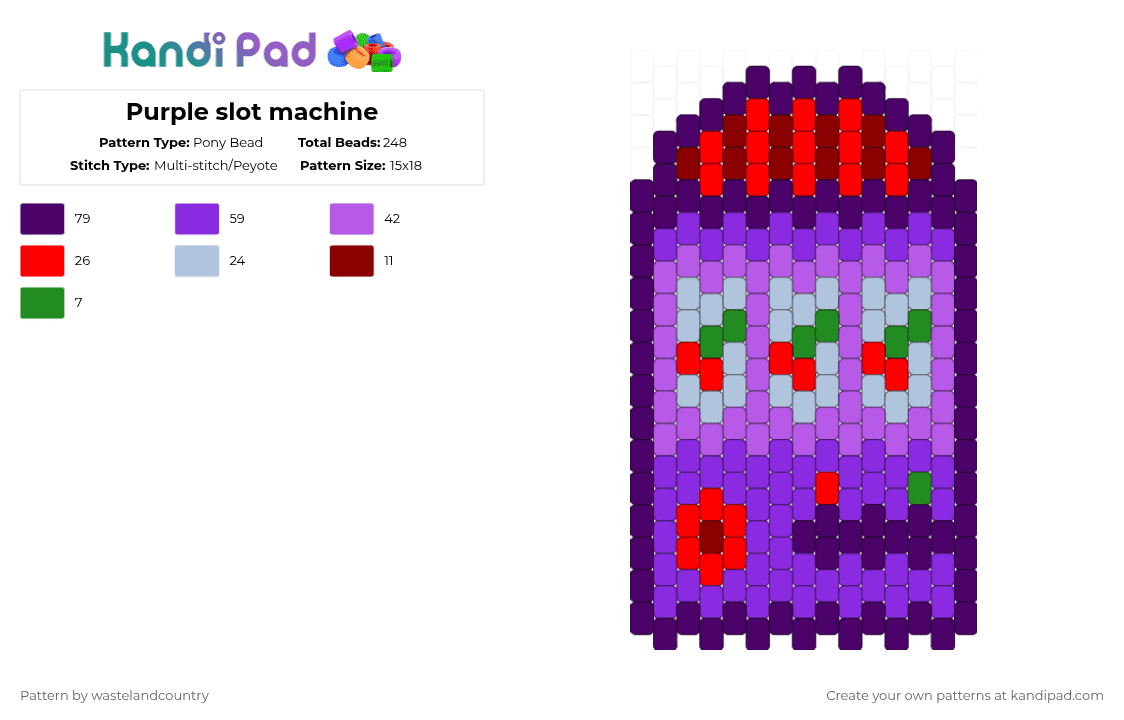 Purple slot machine - Pony Bead Pattern by wastelandcountry on Kandi Pad - purple,gambling,slot machine