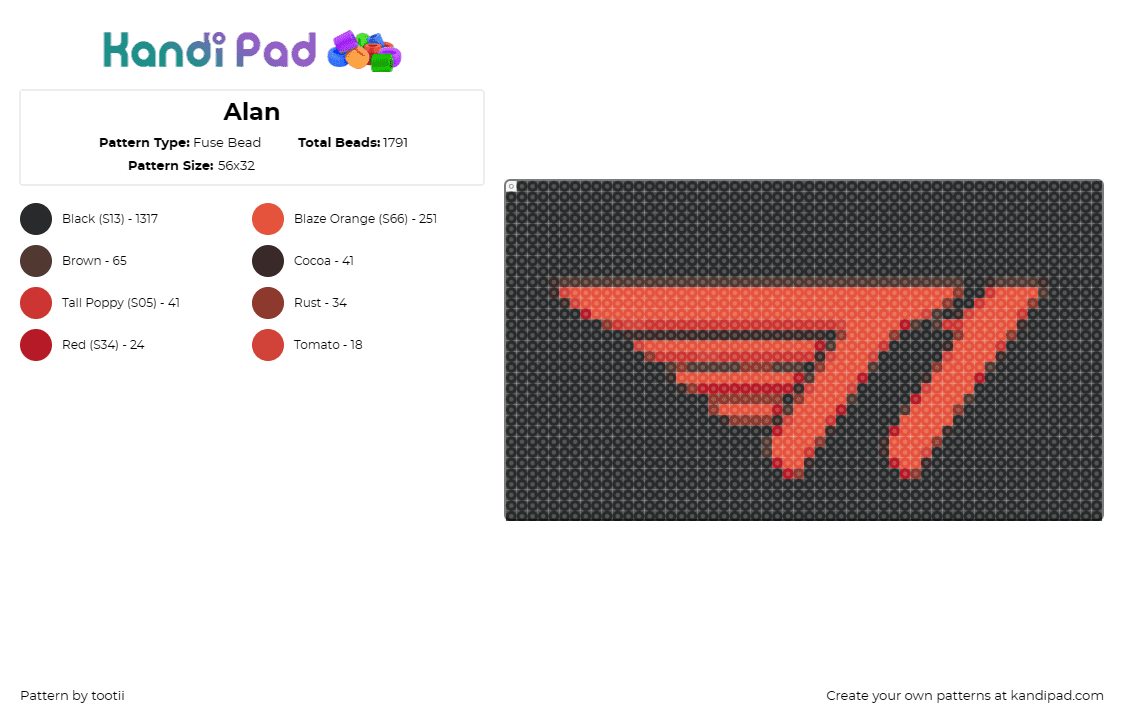 Alan - Fuse Bead Pattern by tootii on Kandi Pad - t1,esports,logo,competitive gaming,vibrant orange,black